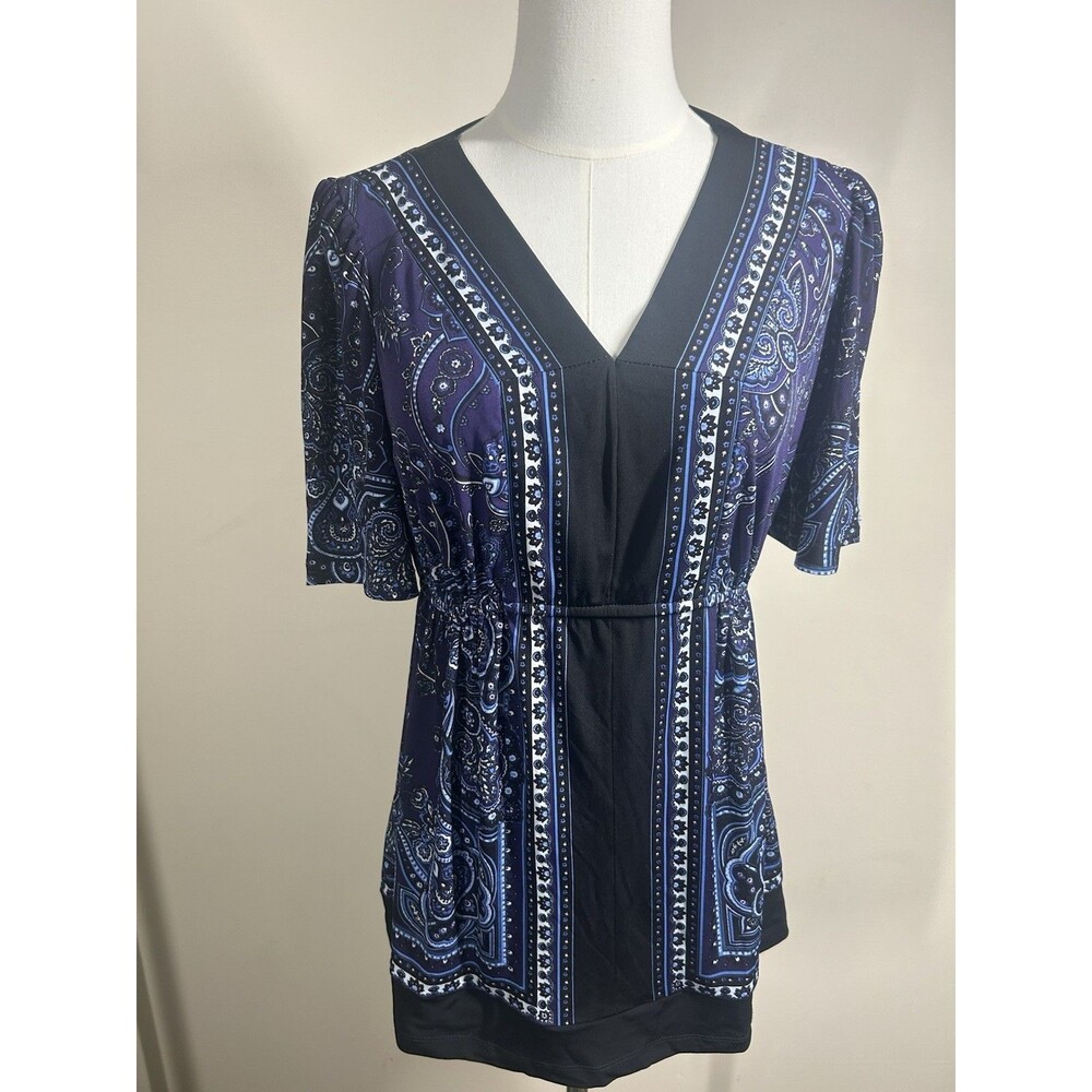 Motherhood Maternity Top Small Multicolor Artsy Stretch Elastic Waist NEW 141